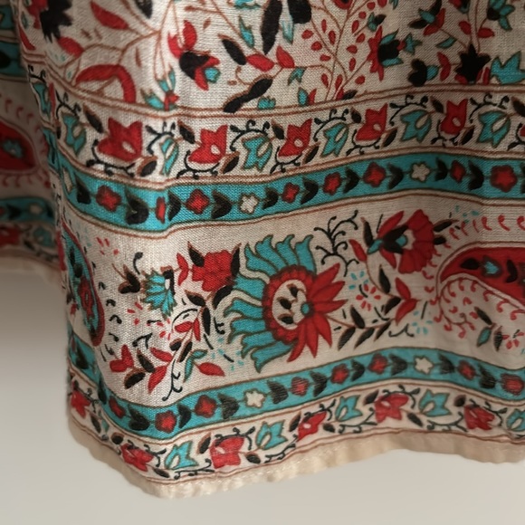 Ne Quittezpas Indian Block Print Boho Ruffle Top Womens Small - Picture 4 of 7